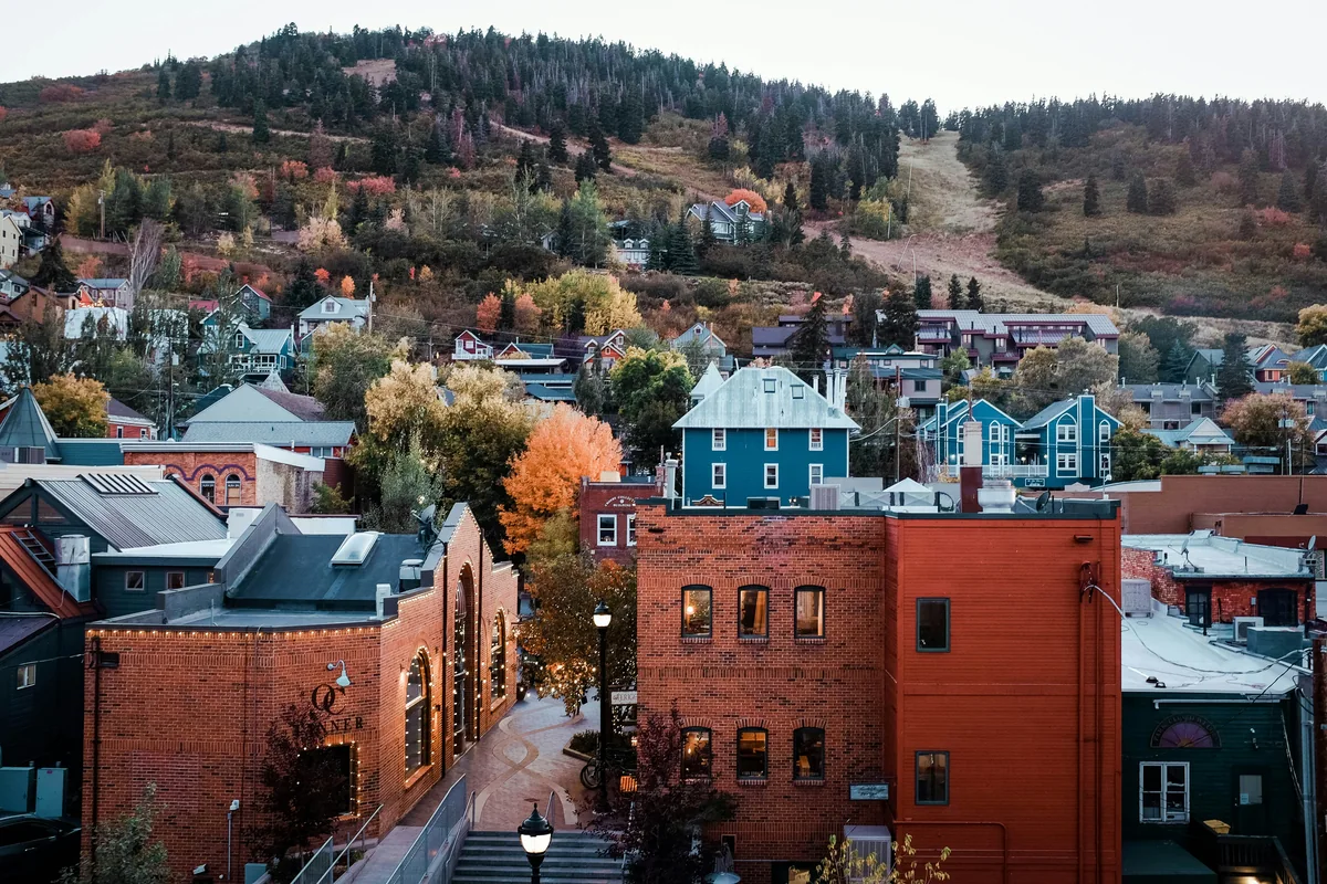 Park City in autumn below the ski hill