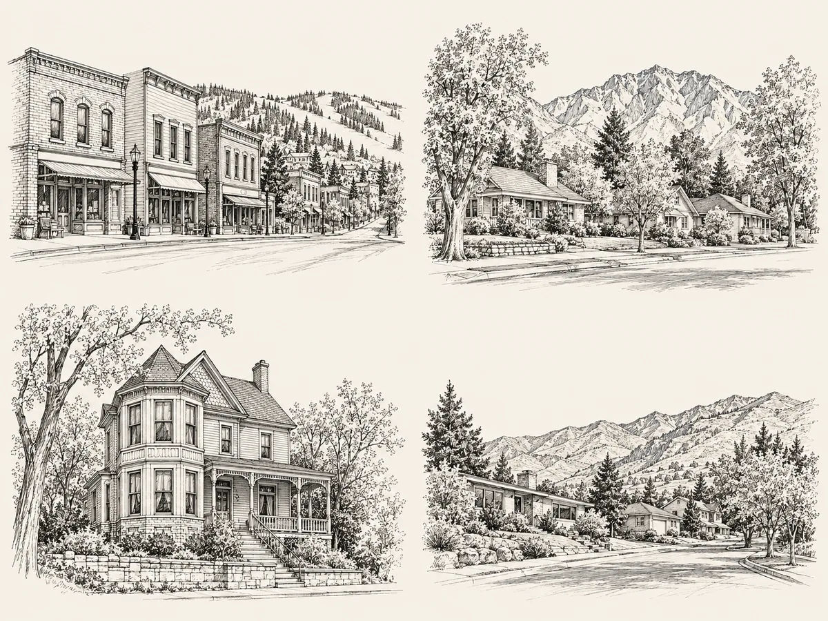 Illustrative pen sketch of Park City
